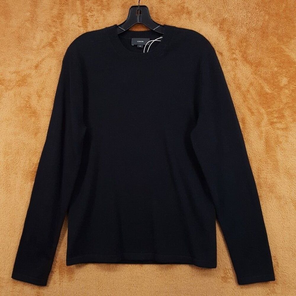 VINCE Sweater Mens Small Black Pullover Crew 100% Cashmere Knit $365